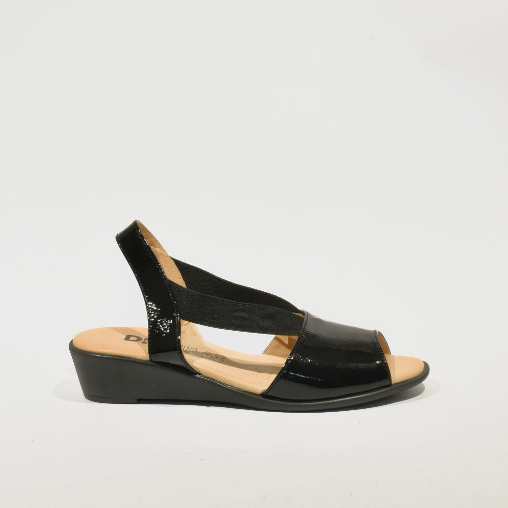 DFC Relax 100% Genuine Leather Greek Sandal for Women in Shiny Black