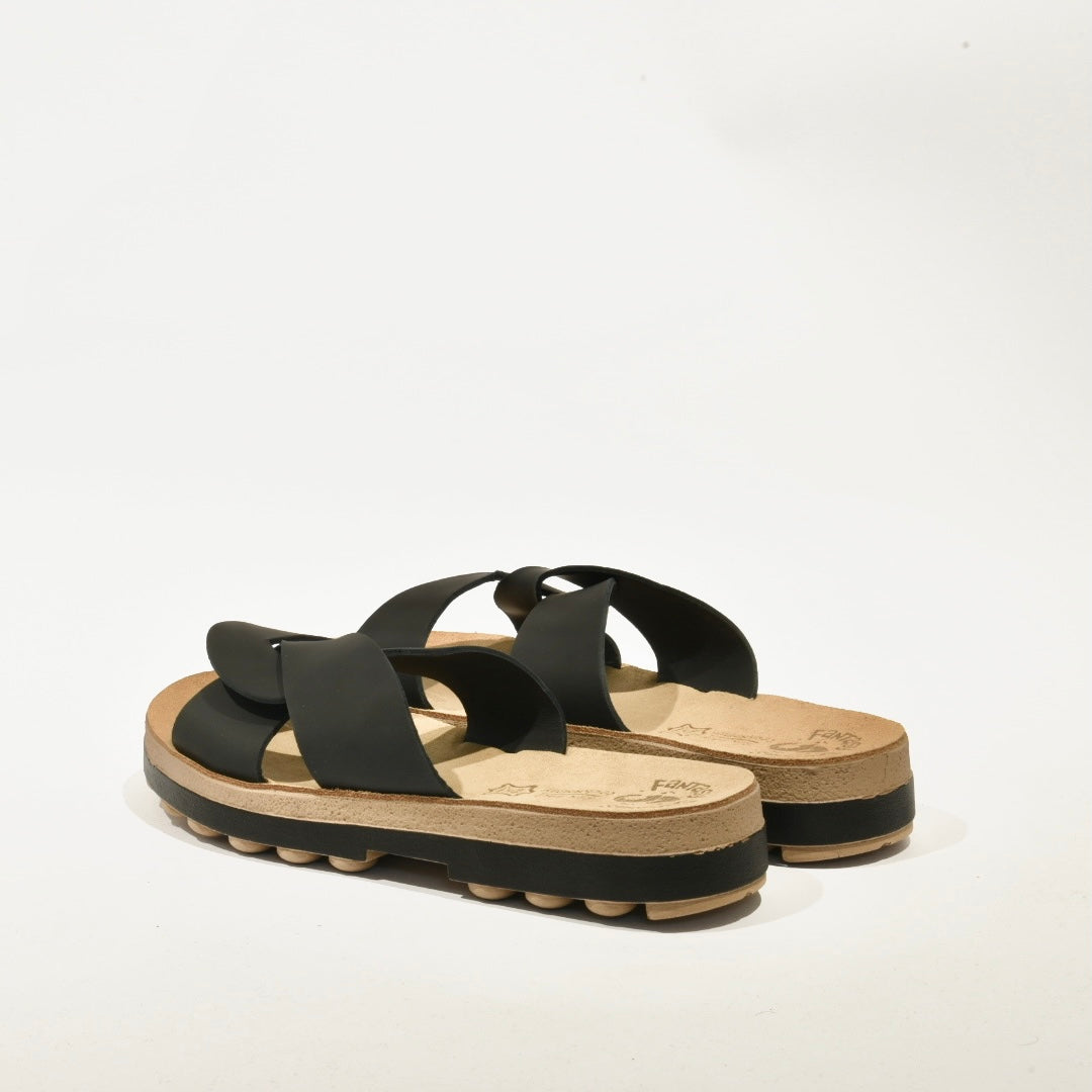 Fantasy sandals 100% Genuine Leather Greek Slipper for Women in Black