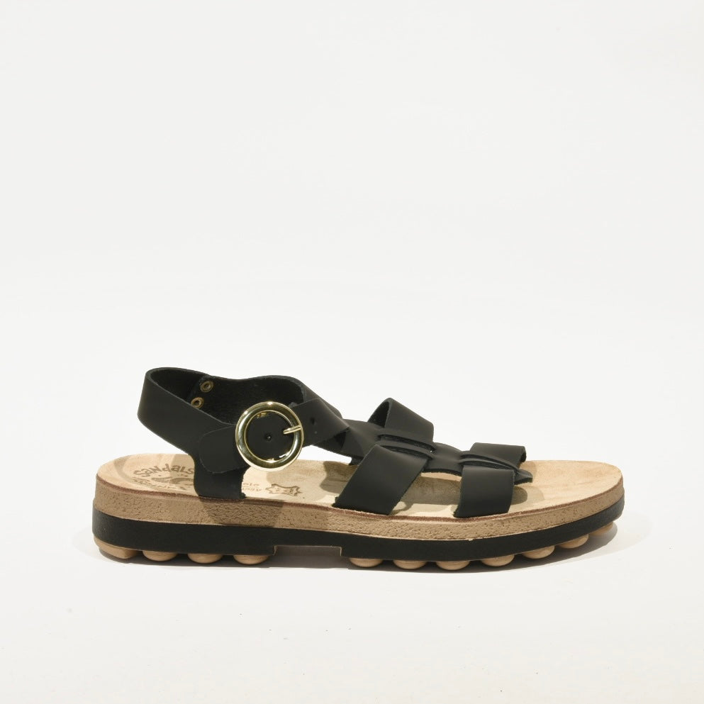 100% Genuine Leather Greek Sandal for Women in Black