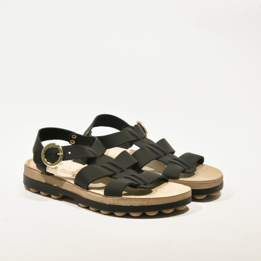 100% Genuine Leather Greek Sandal for Women in Black