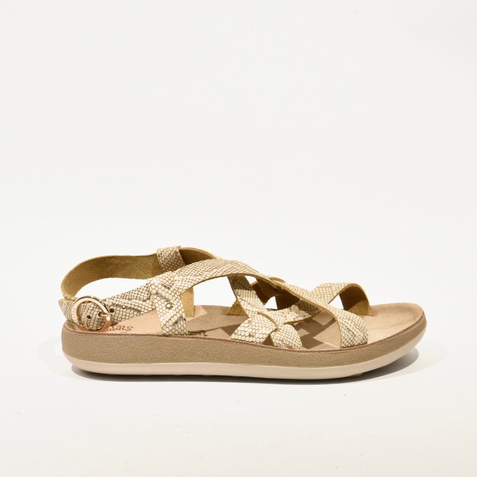 100% Genuine Leather Greek Sandal for Women in Beige