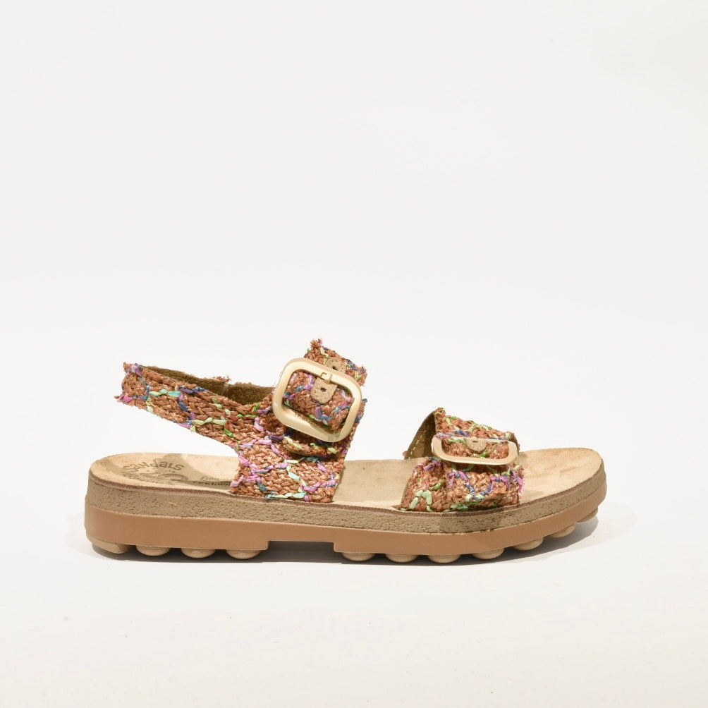 Fantasy sandals 100% Genuine Leather Greek Sandal for Women in Straw Camel Crocheted
