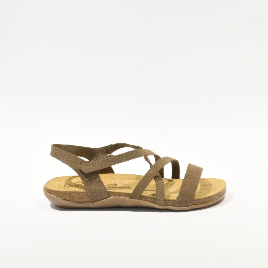 Spanish 100% Genuine Leather Sandal for Women in suede Camel