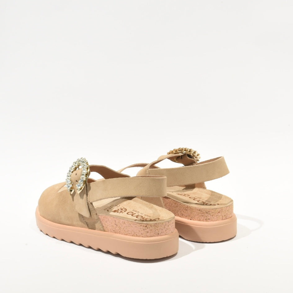 Spanish 100% Genuine Leather Sandal for Women in Soft Beige