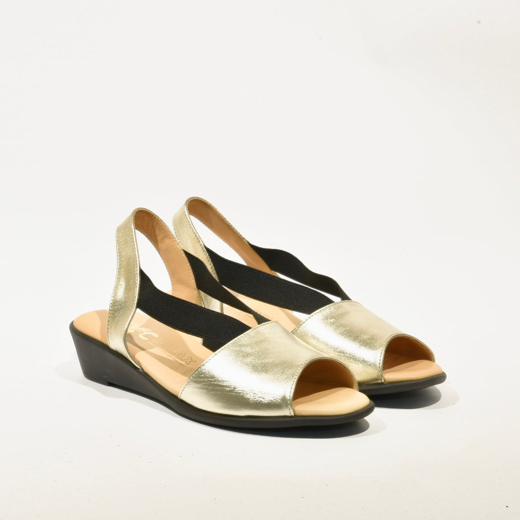 100% Genuine Leather Greek Sandal for Women in Shiny Gold