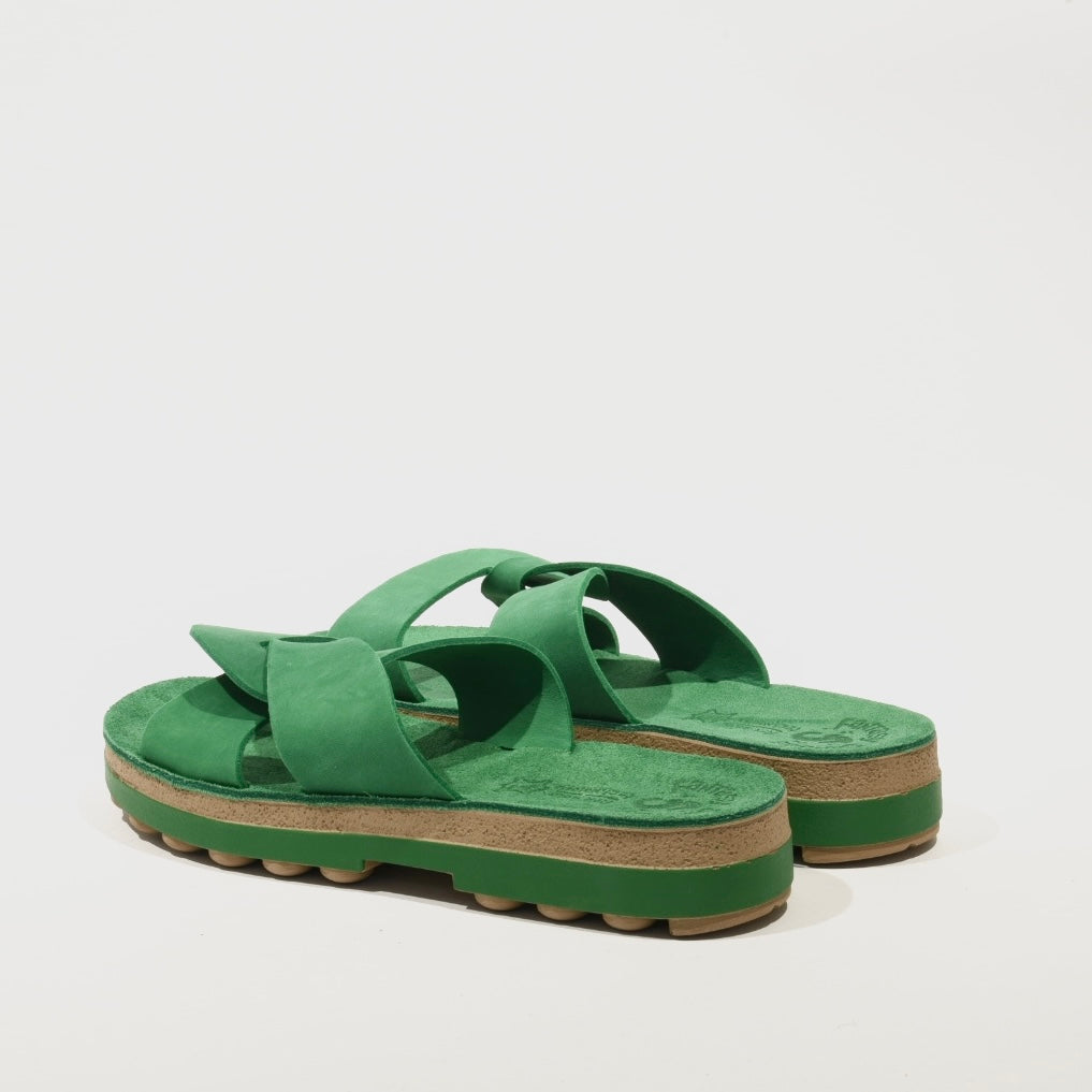 Fantasy sandals 100% Genuine Leather Greek Slipper for Women in Emerald Green