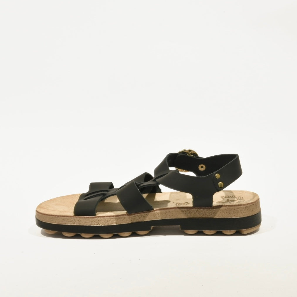 100% Genuine Leather Greek Sandal for Women in Black