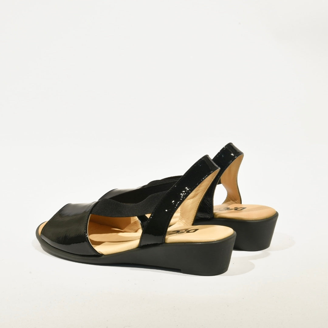 DFC Relax 100% Genuine Leather Greek Sandal for Women in Shiny Black