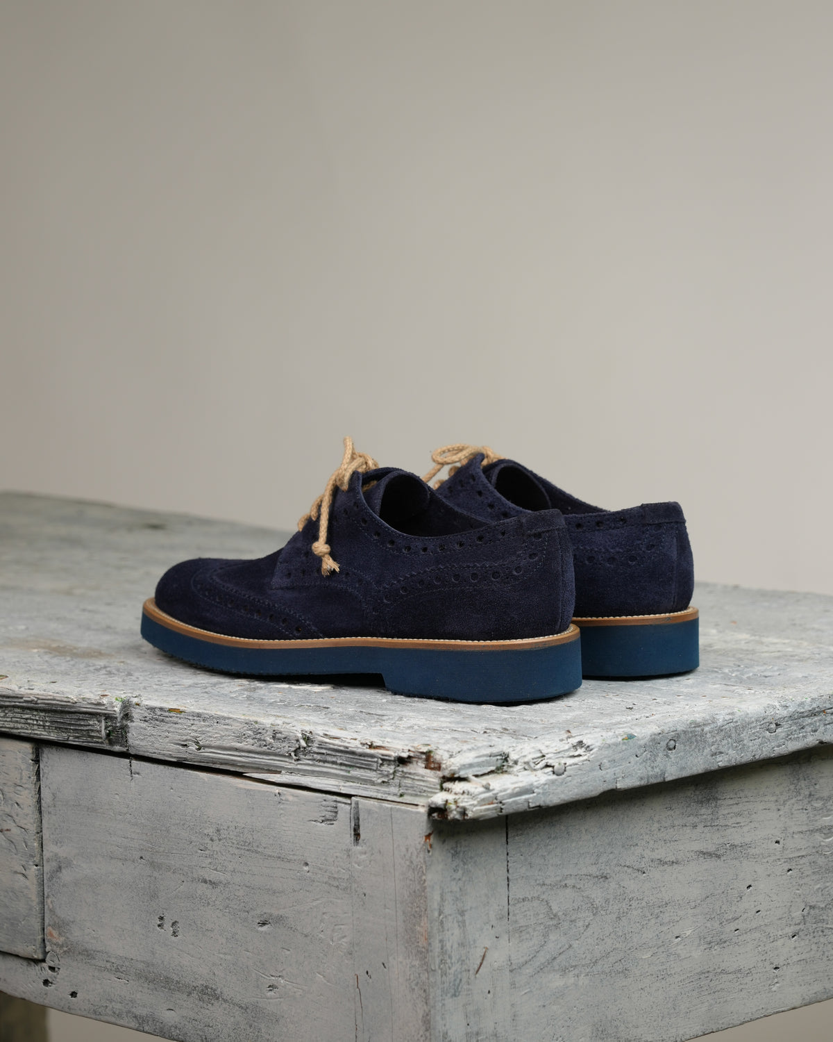 SHALAPI NAPOLI – Oxford brogue Italian Shoes in Suede blue