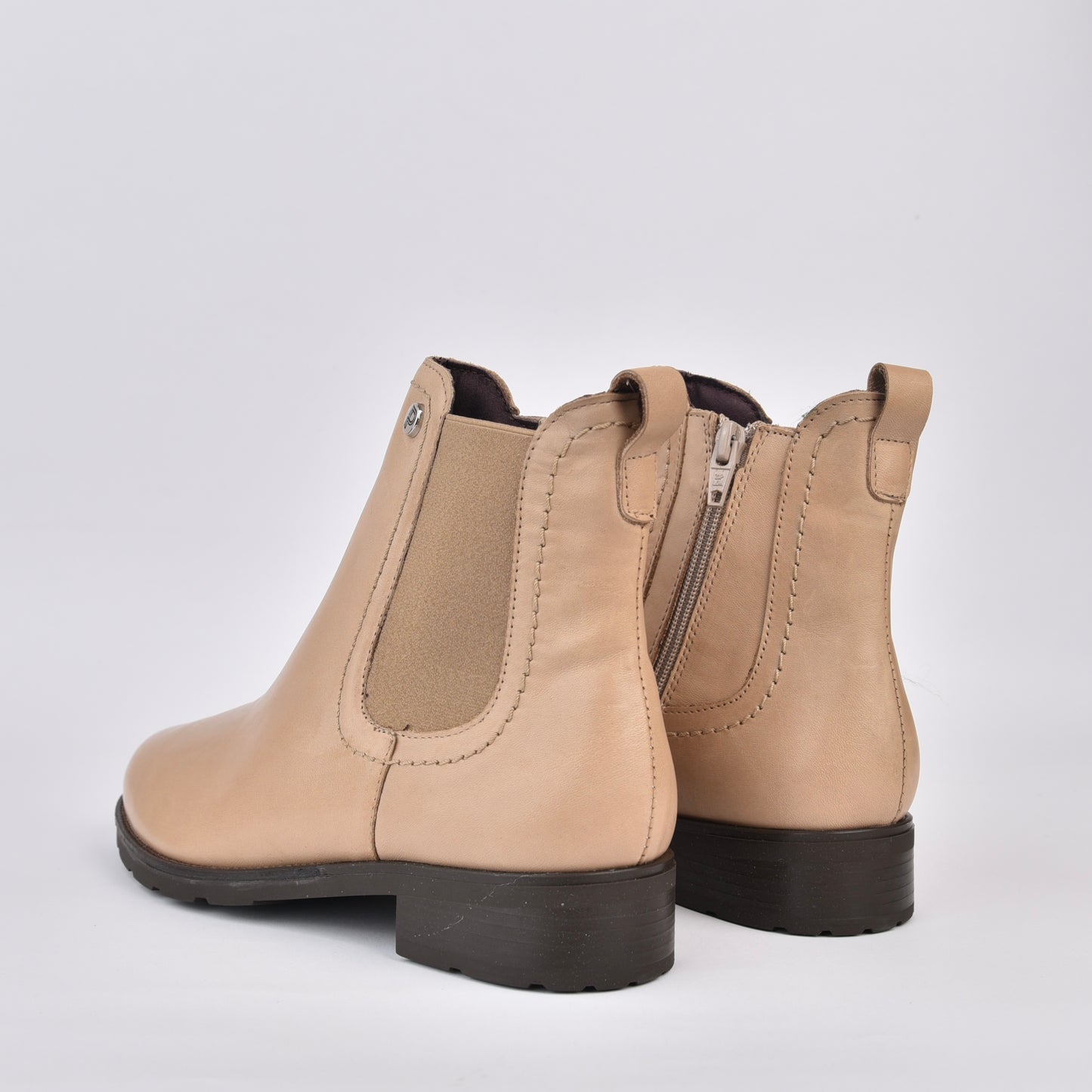 Pitillos 100% Genuine Leather Spanish Chelsea boots in Taupe for women