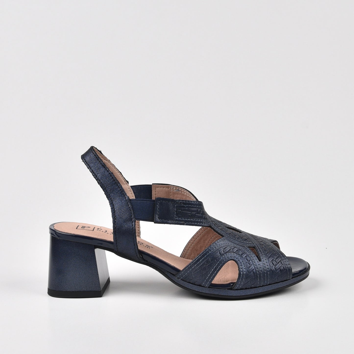 Pitillos Spanish Classic Mid Heel Sandals for women in Navy Blue.