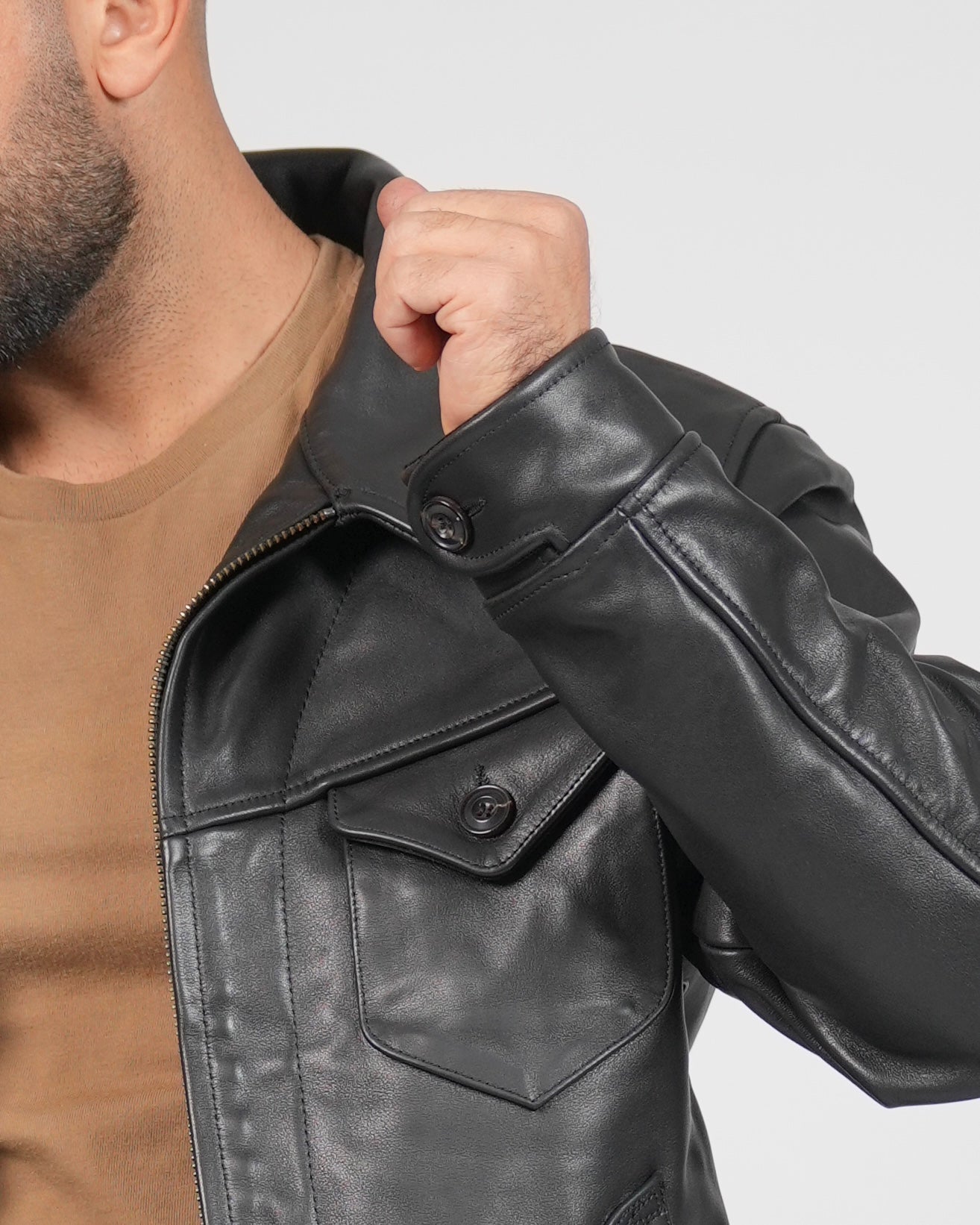 Shalapi Black Leather Jacket for men