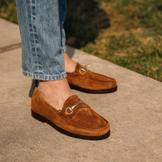 Shalapi Italian loafers for Men in suede Camel