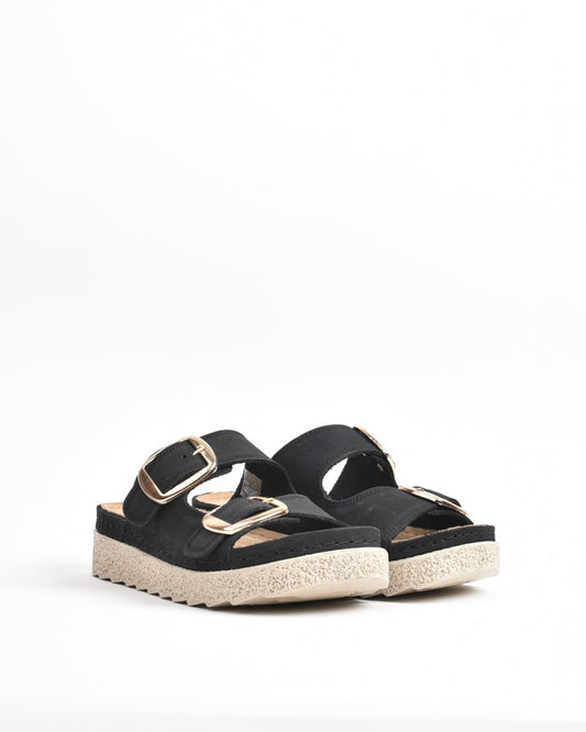 SHALAPI NAPOLI genuine leather slippers for women in Black