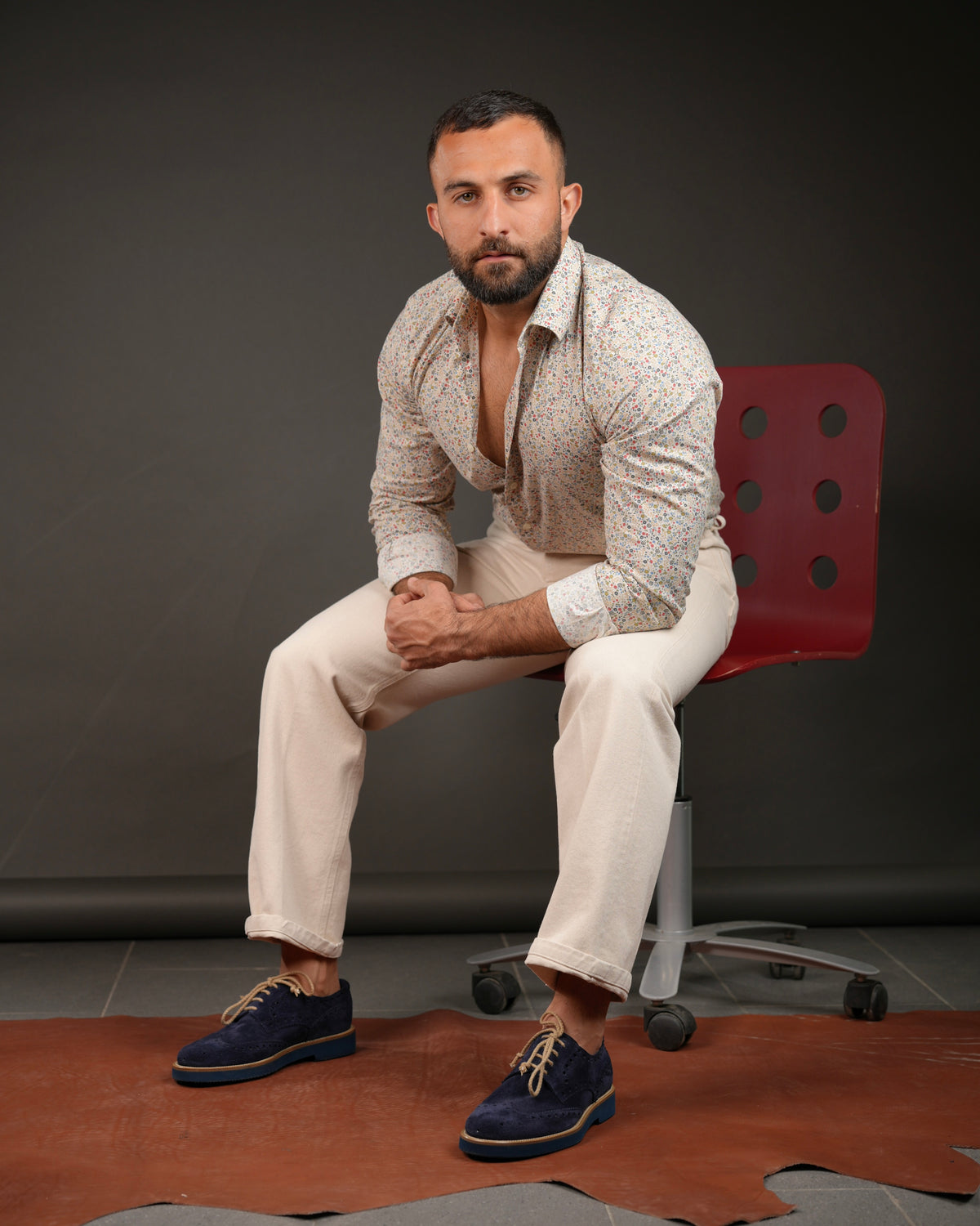 SHALAPI NAPOLI – Oxford brogue Italian Shoes in Suede blue