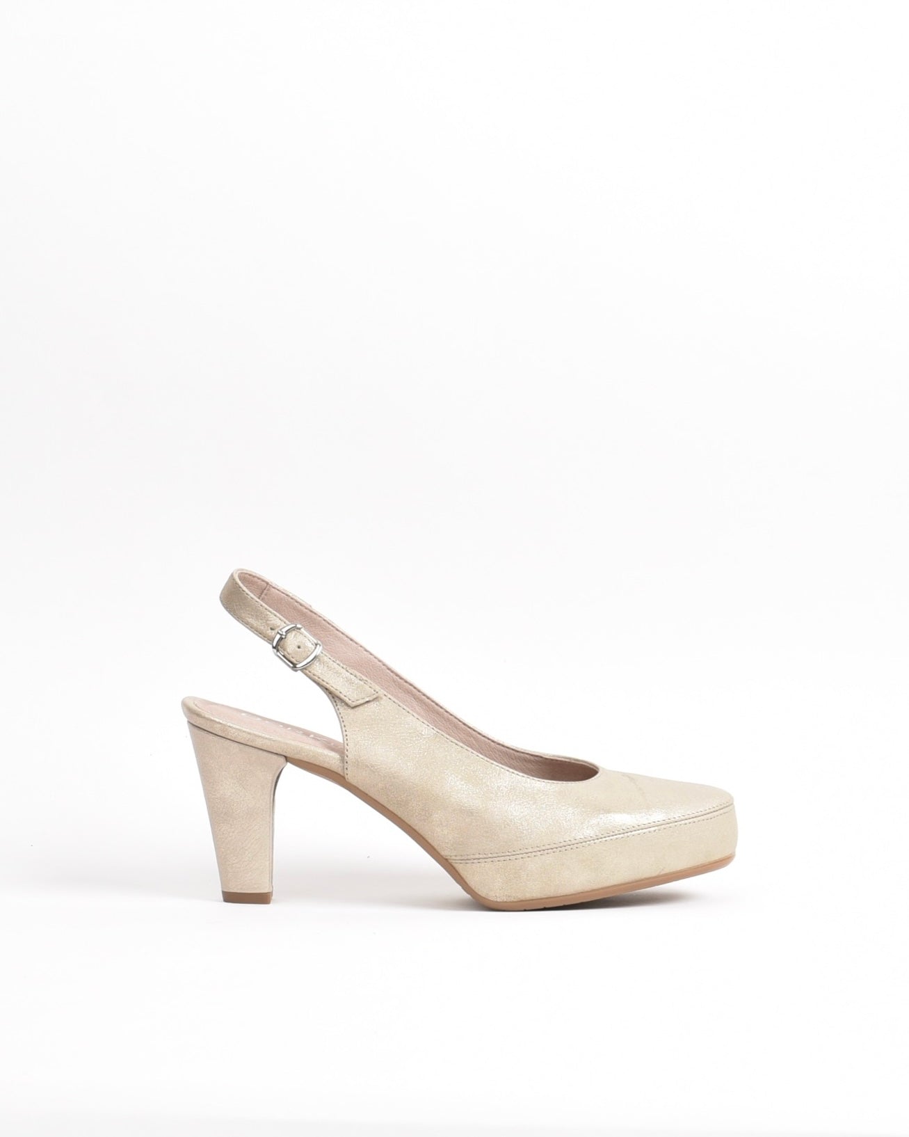 Dorking Fluchos Classic Comfortable Medium heel Sandal for women in Gold.