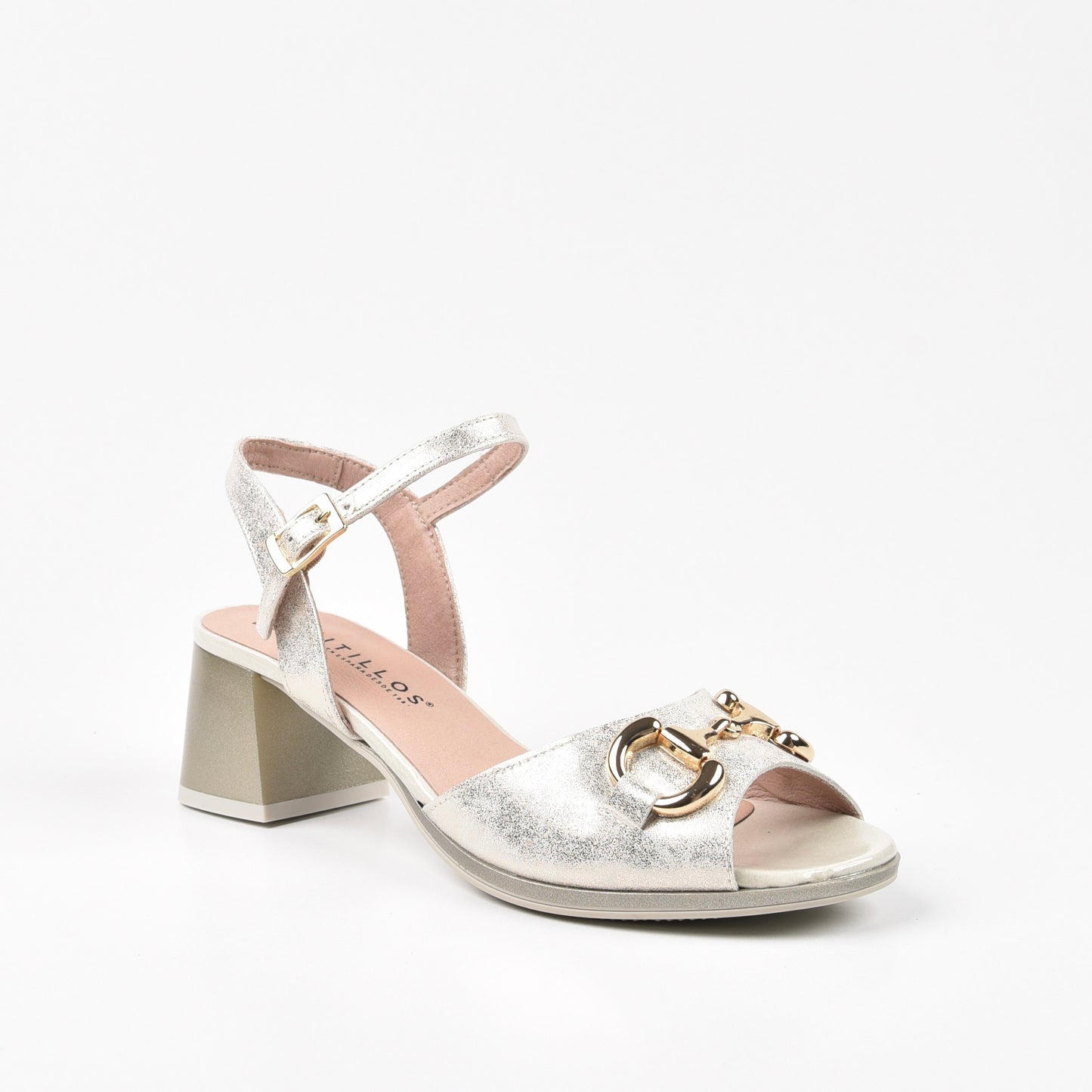 Pitillos Spanish Classic Mid Heel Sandals for Women in Gold.