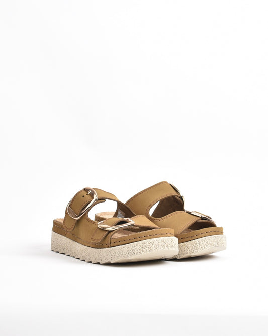 SHALAPI NAPOLI genuine leather slippers for women in Camel.