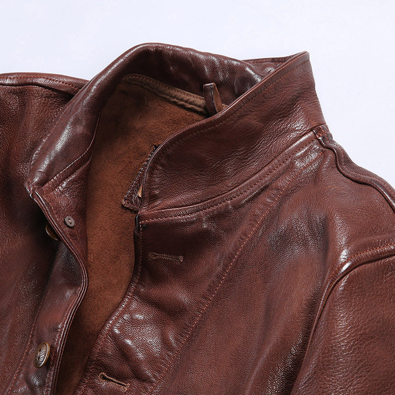 Shalapi guanine leather jackets for men in brown