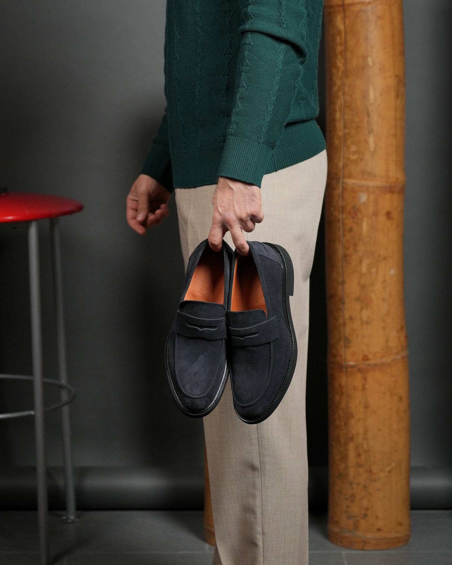 SHALAPI NAPOLI penny loafers for men in suede blue