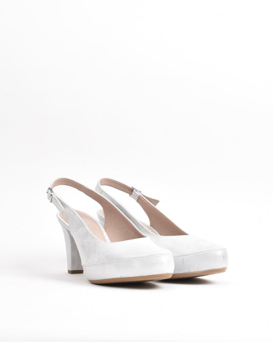Dorking Fluchos Classic Comfortable Medium heel Sandal for women in Silver