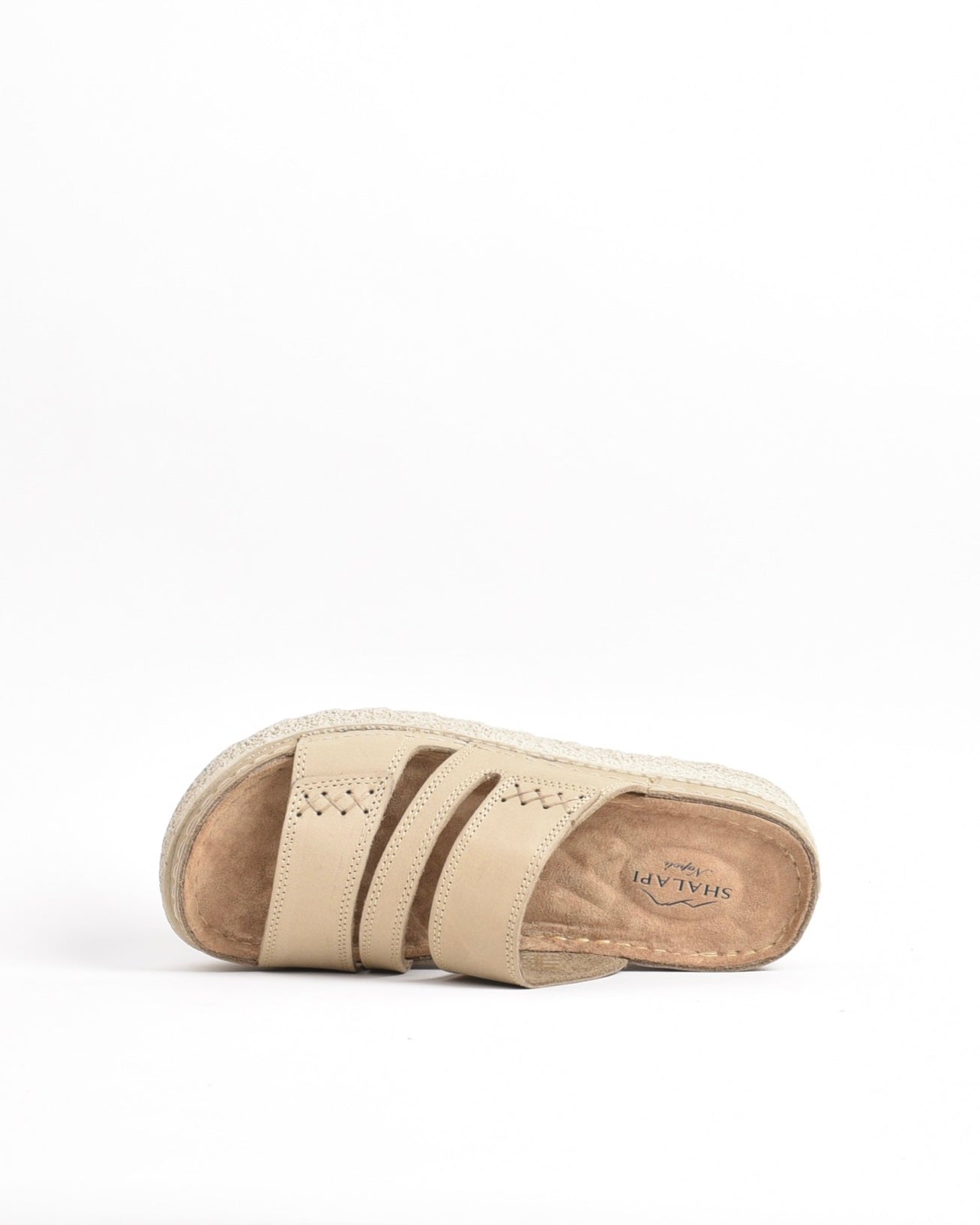 SHALAPI NAPOLI genuine leather slippers for women in Beige.
