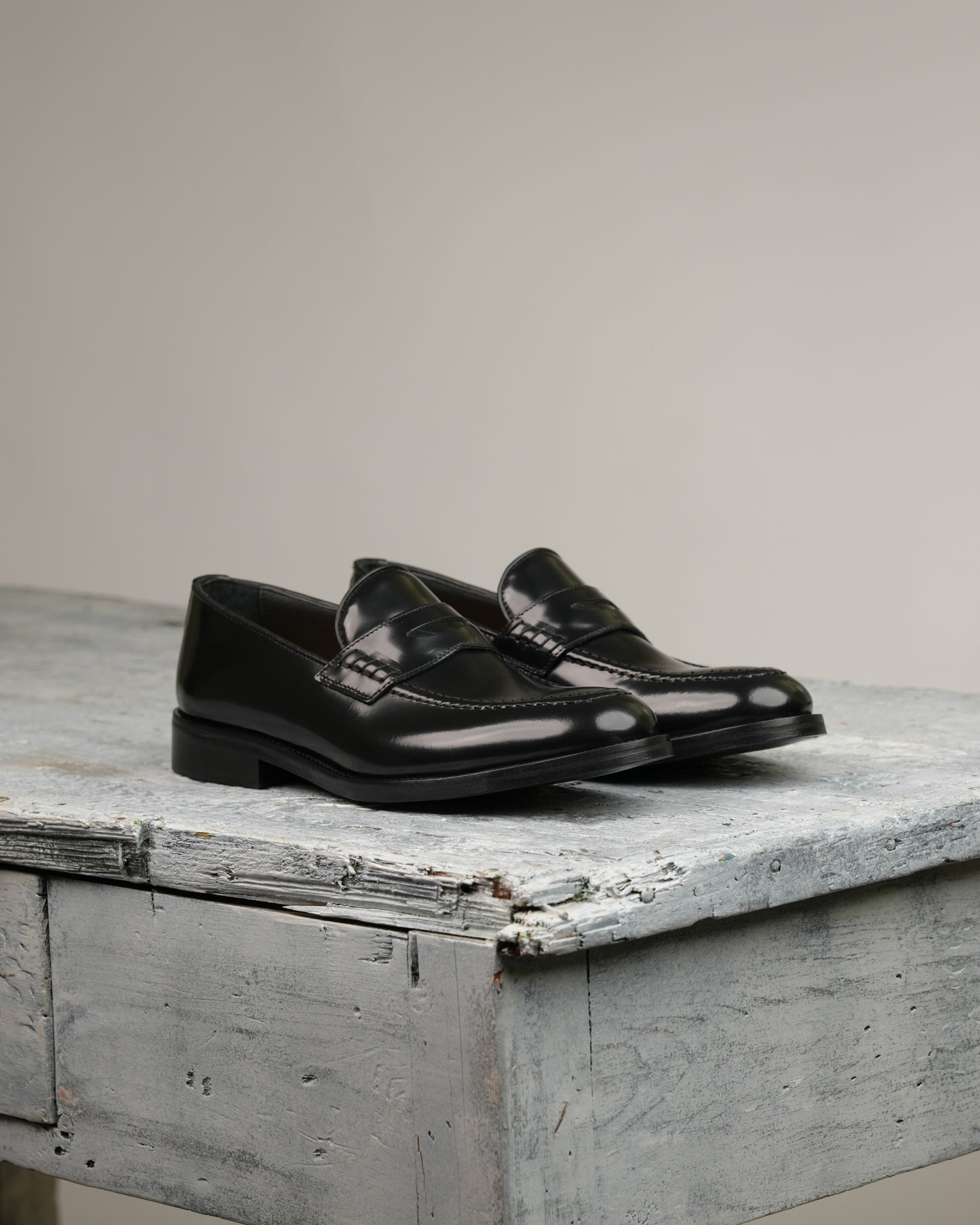 Shalapi Napoli penny loafers for men in black