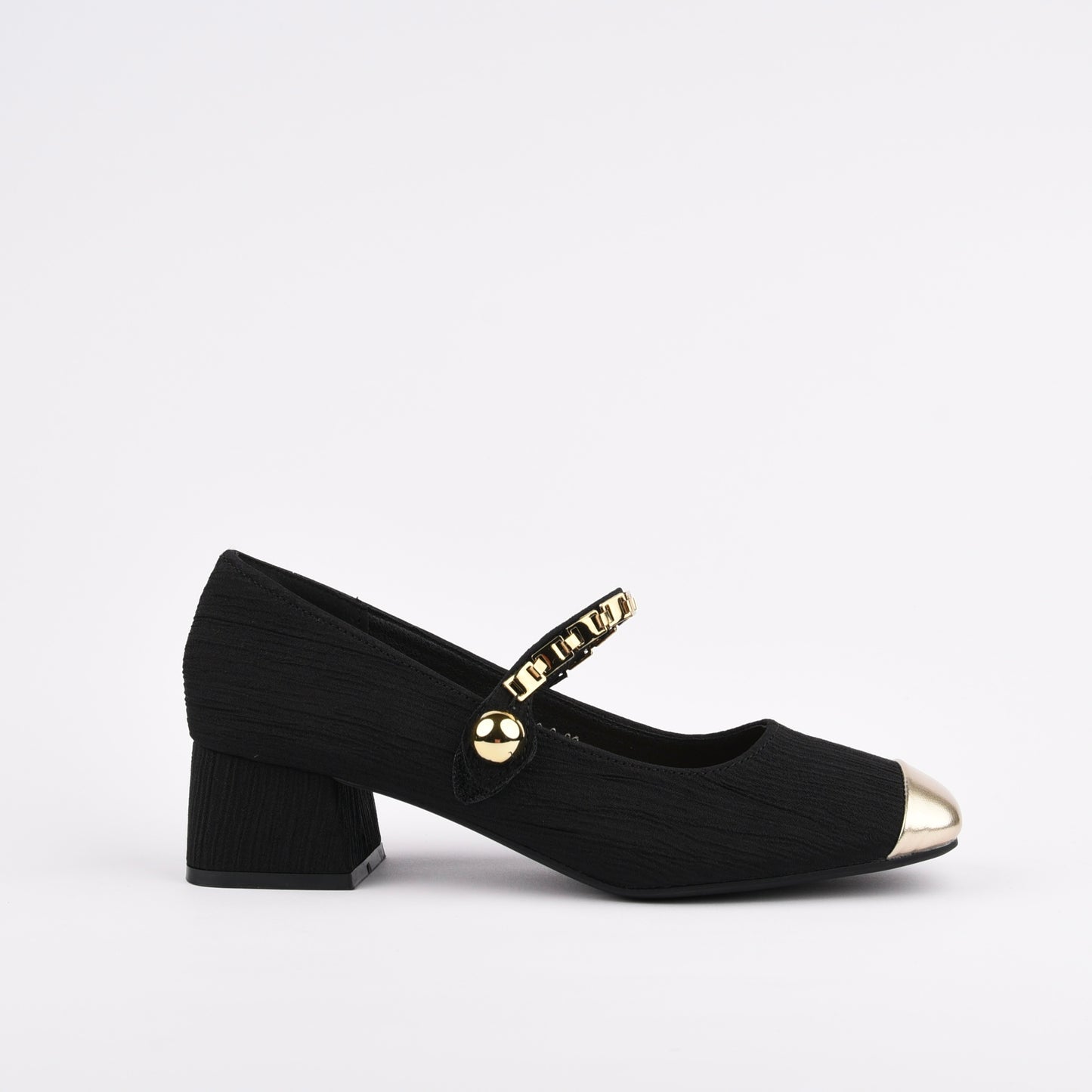 Shalapi Mid Heel Shoes for women in black and gold