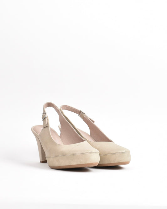 Dorking Fluchos Classic Comfortable Medium heel Sandal for women in Gold.