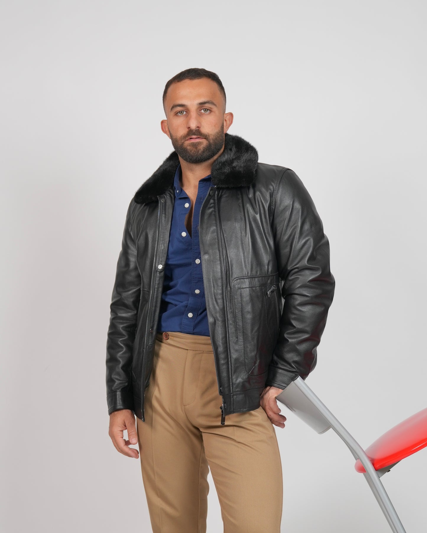 Shalapi Black Leather Jacket for men