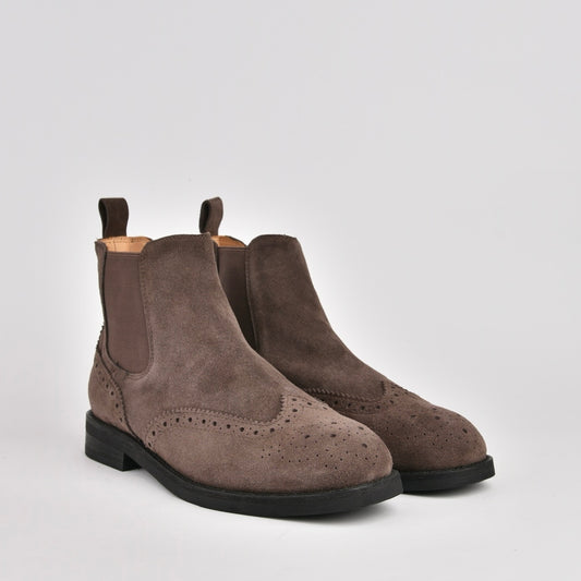 Shalapi genuine leather Chelsea Oxford boots for women in suede brown