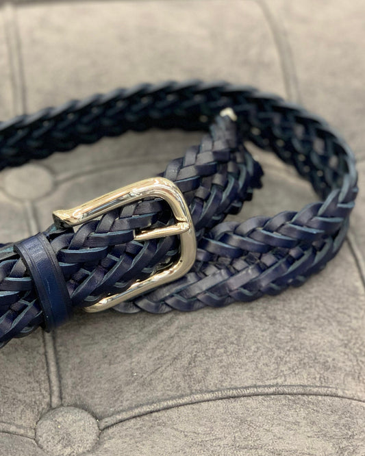 Shalapi Genuine leather belts for men in navy blue