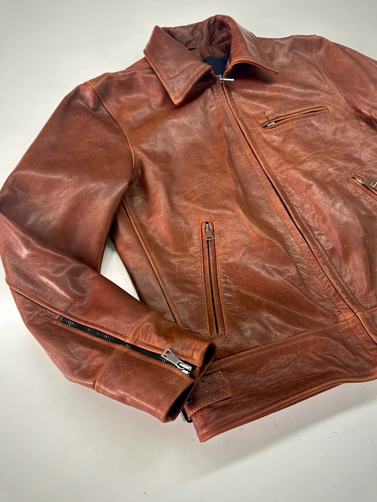 Shalapi italian leather Jacket for men  made in Napoli in light brown