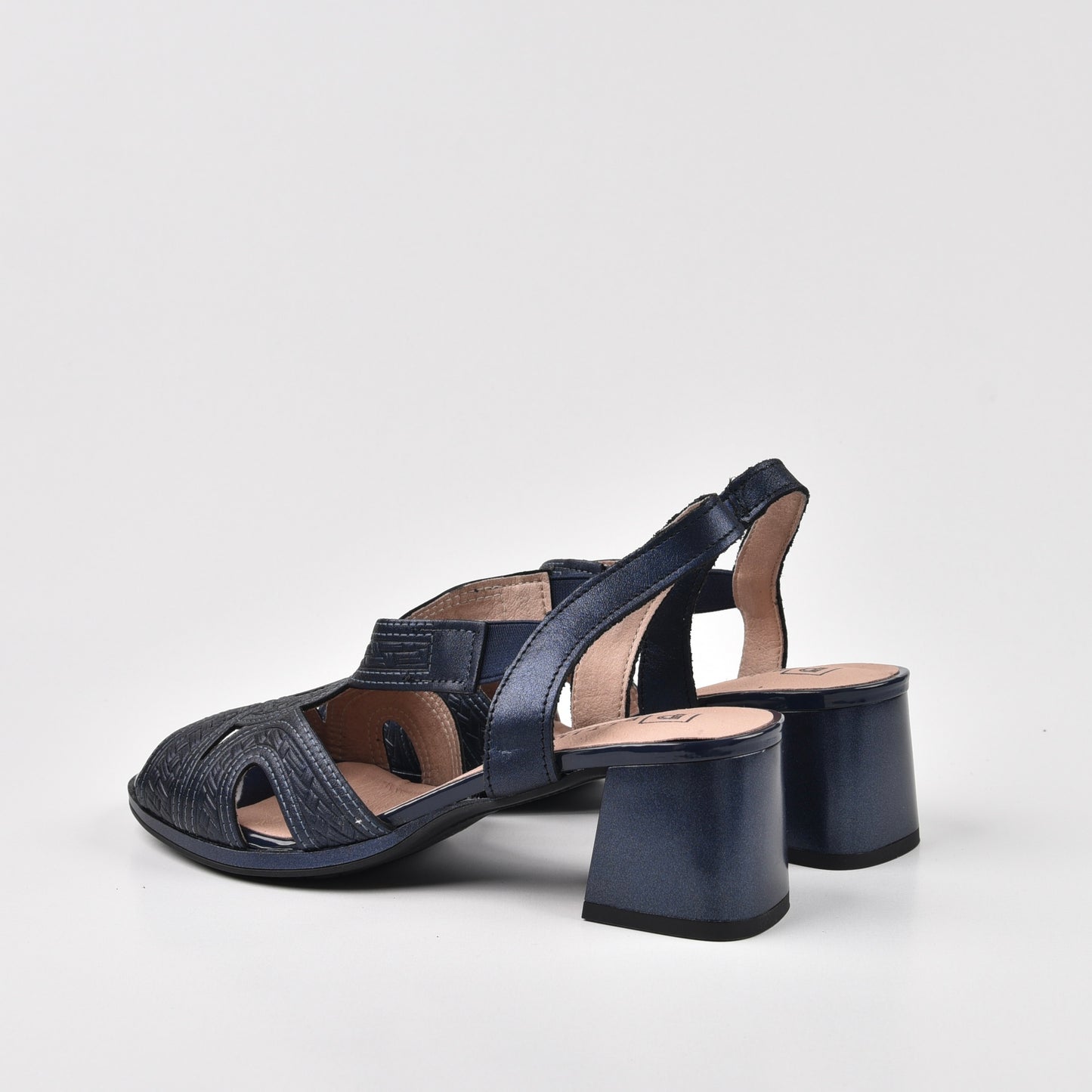 Pitillos Spanish Classic Mid Heel Sandals for women in Navy Blue.