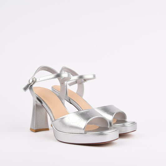 Shalapi Genuine Leather high Heel Classic sandals for women in Silver