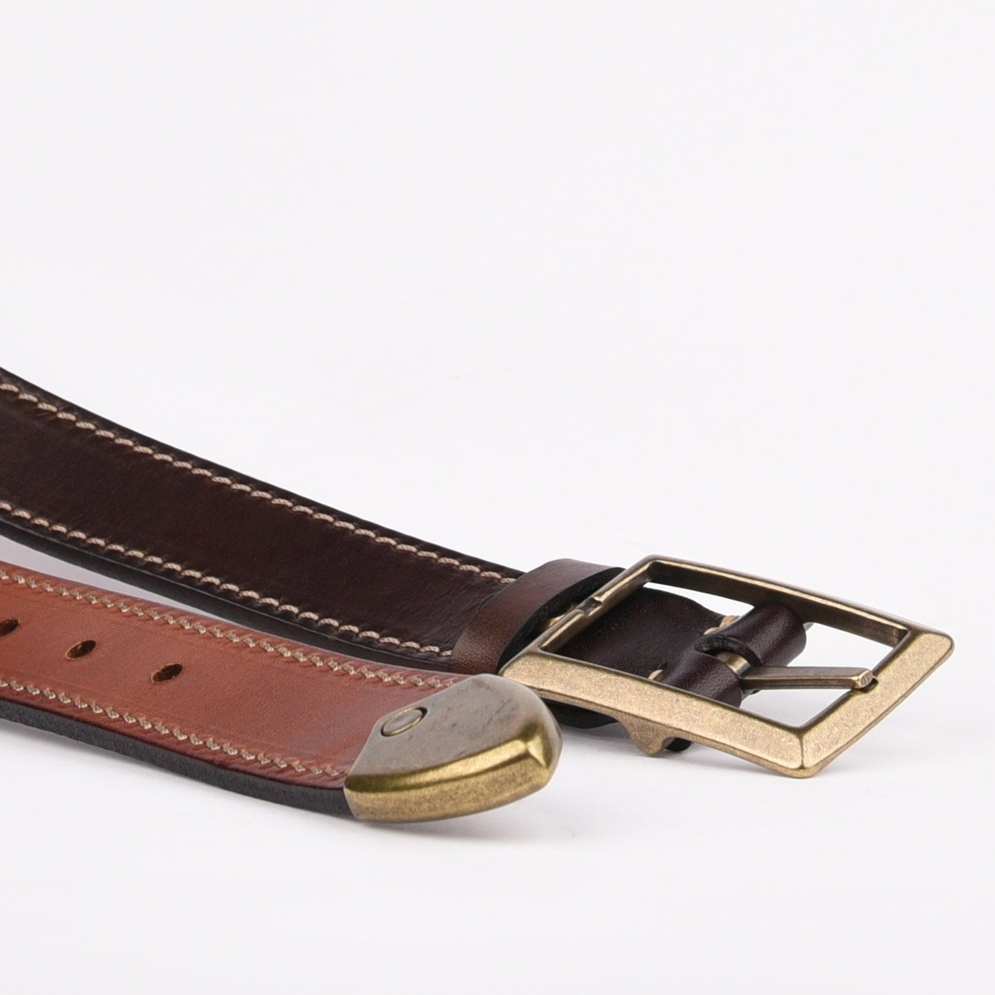 Genuine leather belts for men in double faces (Brown and Camel)