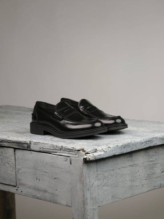 SHALAPI Napoli penny loafers for men in shiny black