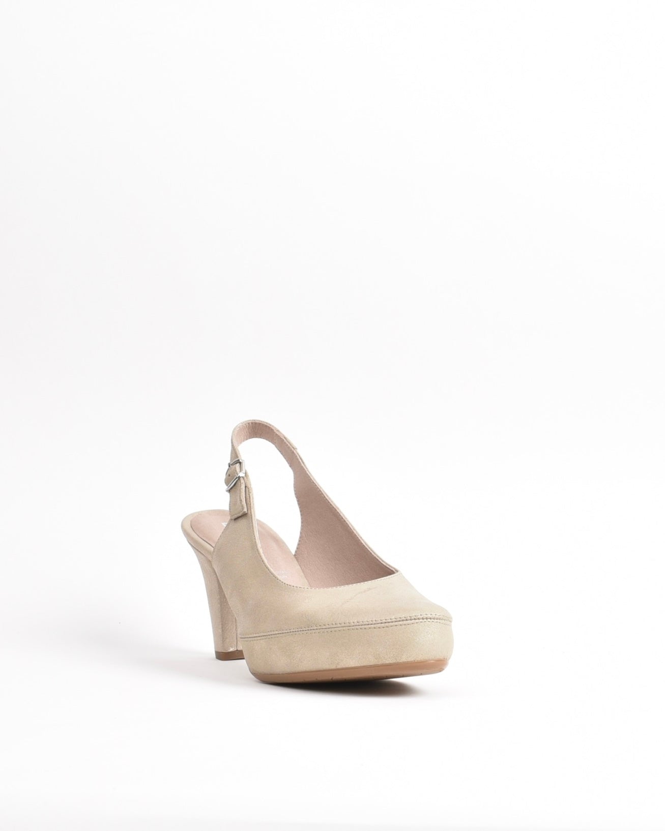 Dorking Fluchos Classic Comfortable Medium heel Sandal for women in Gold.