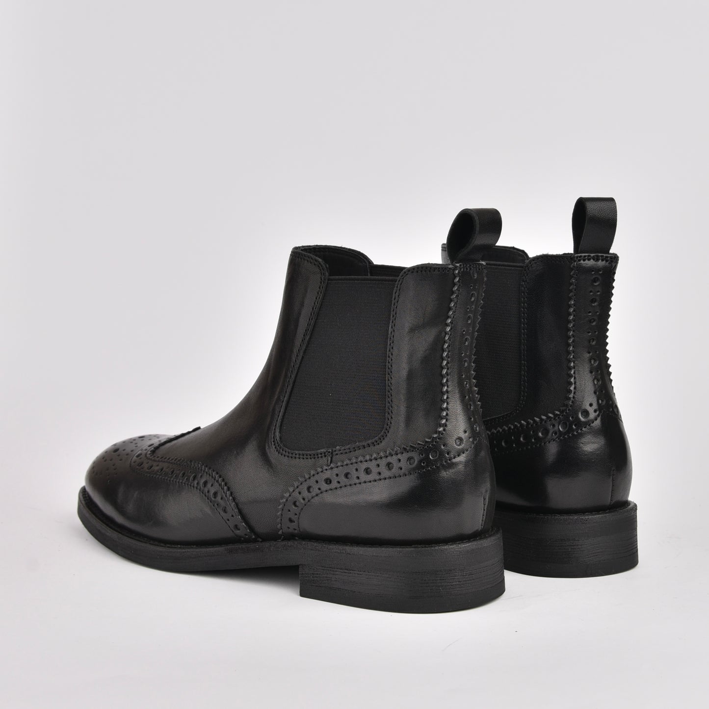 Shalapi genuine leather Chelsea Oxford boots for women in black