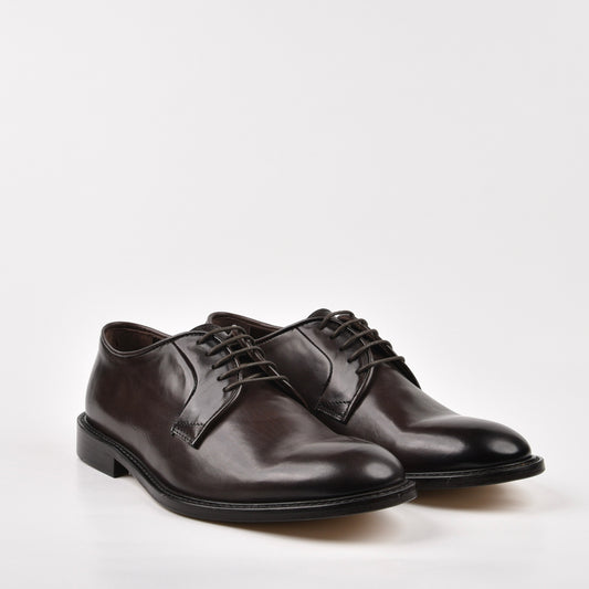 Shalapi Italian Leather Dress Shoes for Men in Dark Brwon