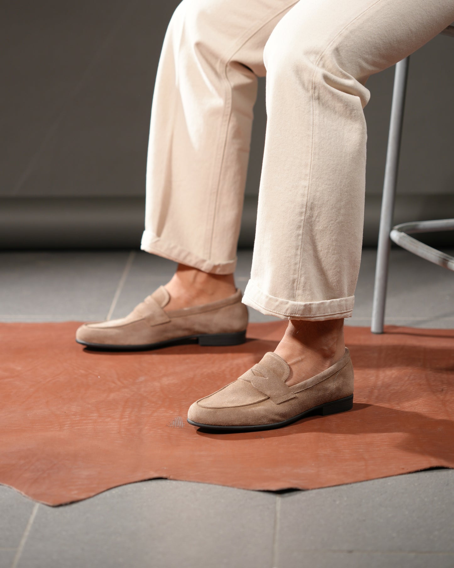 SHALAPI NAPOLI italian loafers for men in suede beige