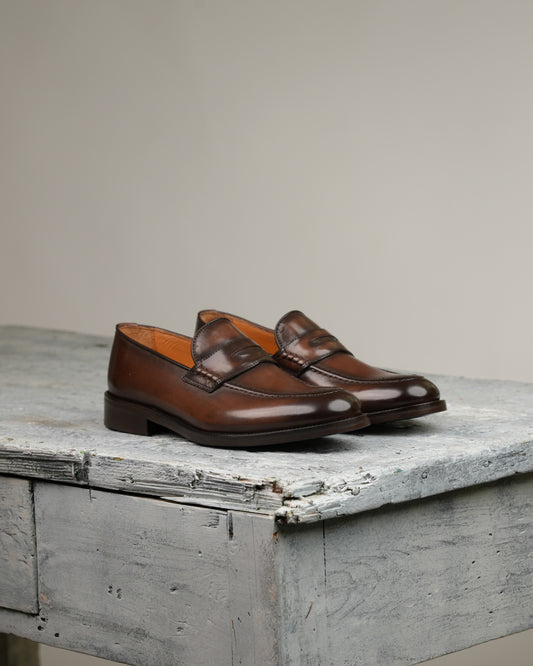 Shalapi Napoli penny loafers for men in brwon