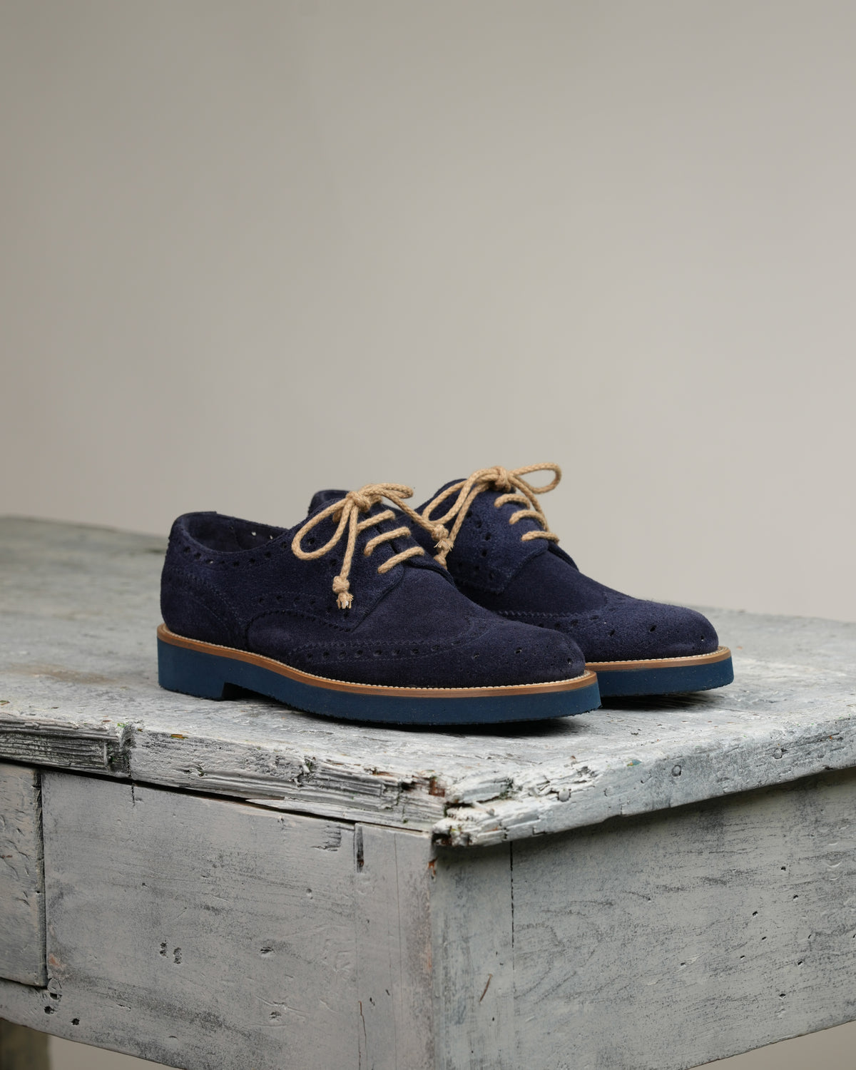 SHALAPI NAPOLI – Oxford brogue Italian Shoes in Suede blue