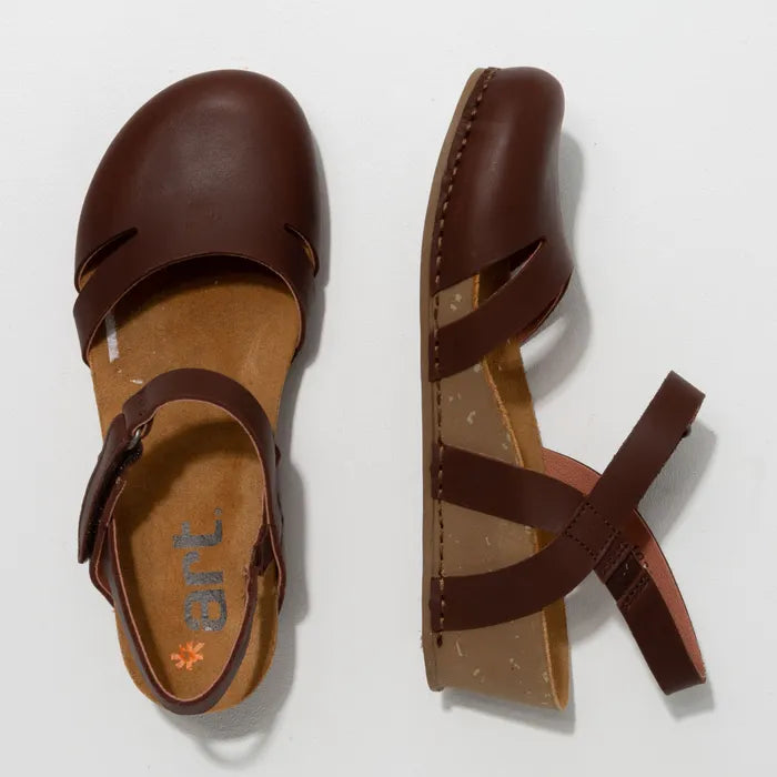 Art Spanish Strap Wedge Sandal for Women in Pleasant Brown.