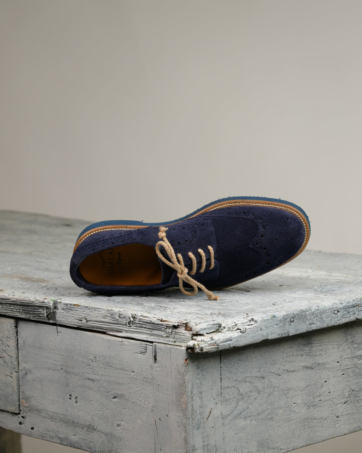 SHALAPI NAPOLI – Oxford brogue Italian Shoes in Suede blue