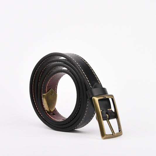 Genuine leather belts for men in double faces (black and camel)
