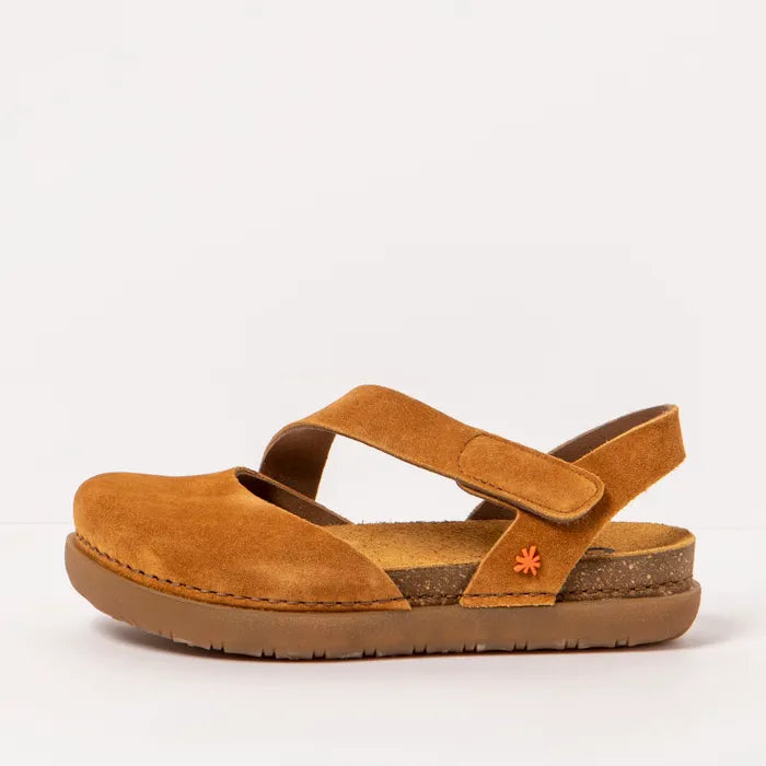 Art Spanish Strap Sandal for Women in suede Camel.