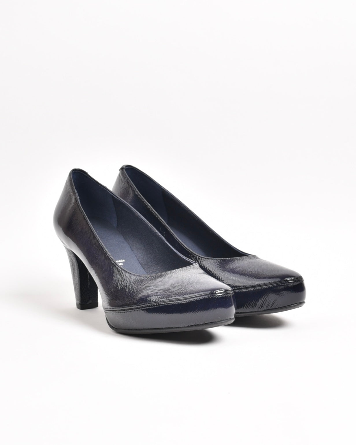 Fluchos classic high hell shoes for women in shiny blue