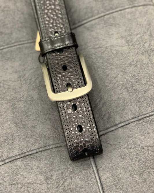 Shalapi Genuine leather belts for jeans for men in black