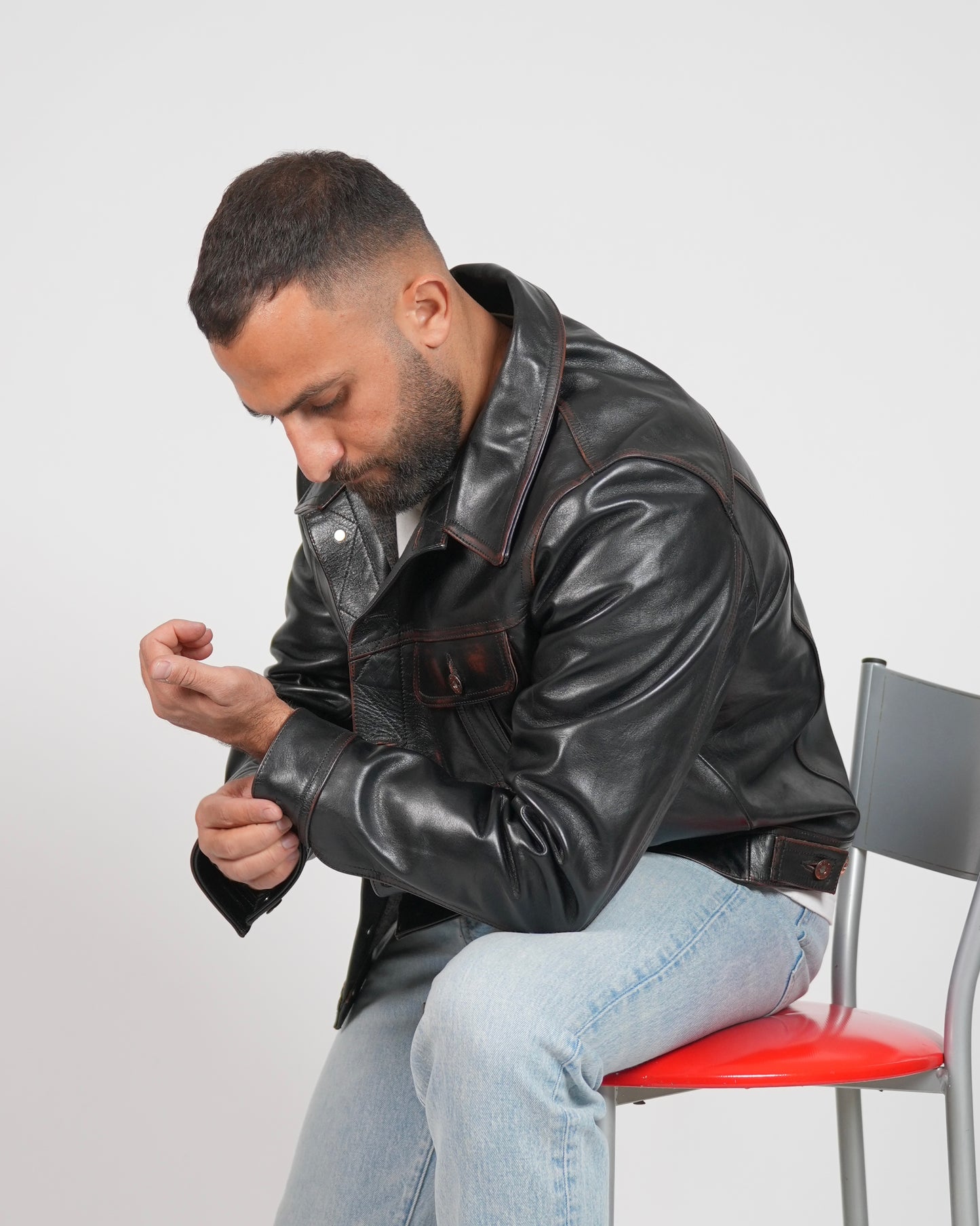 Shalapi Black Leather Jacket for men